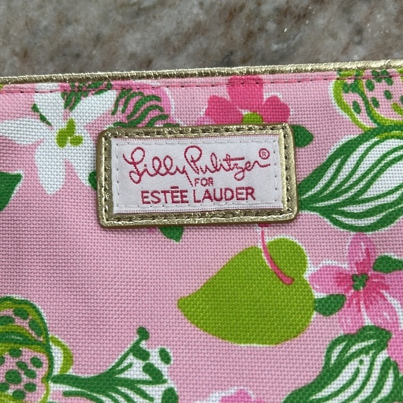 Lilly Pulitzer For Estée Lauder Tiger Lily Cosmetic Bag pink green zip - Picture 2 of 12